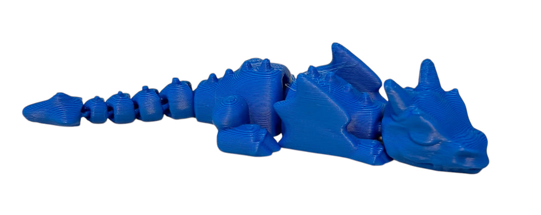 3D printed Lazy Dragon - 8-1/4" - Blue