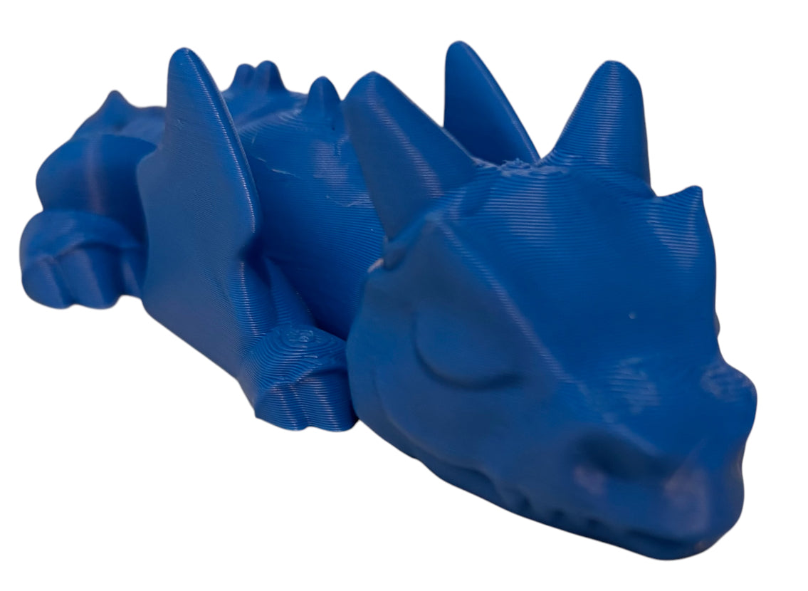 3D printed Lazy Dragon - 8-1/4" - Blue