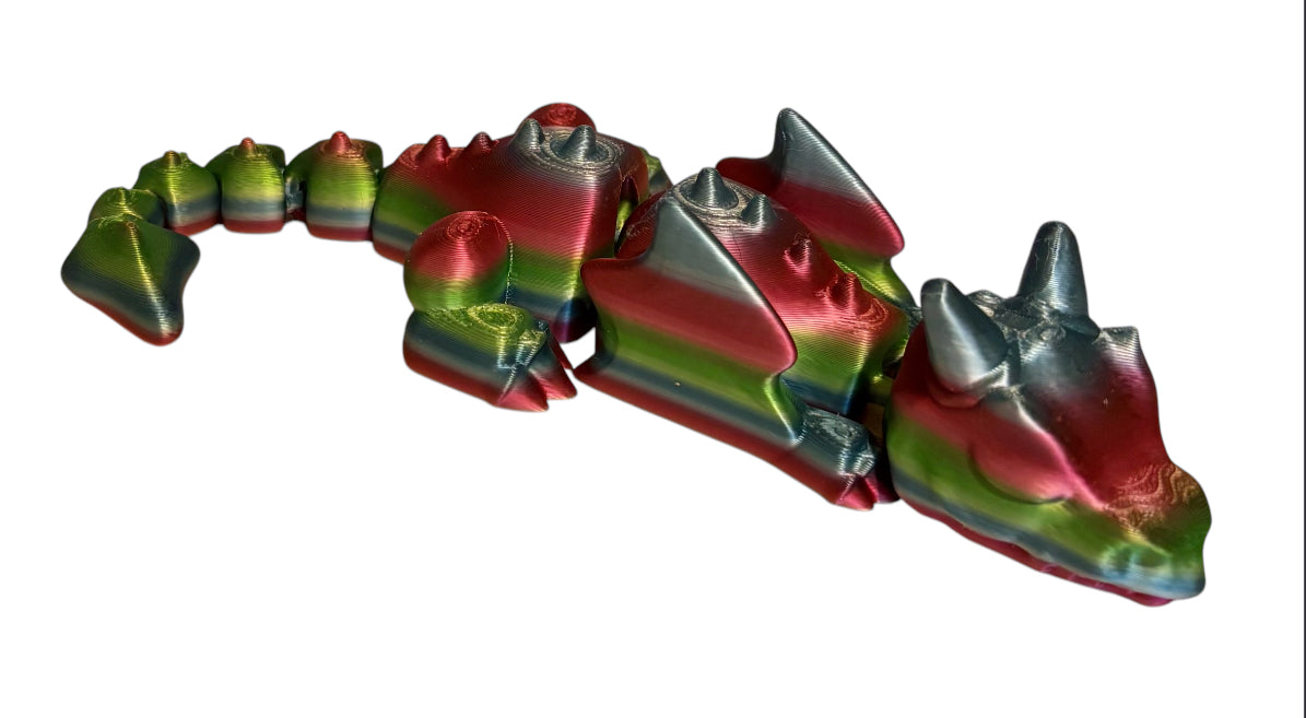 3D printed Lazy Dragon - 8-1/4" - Rainbow
