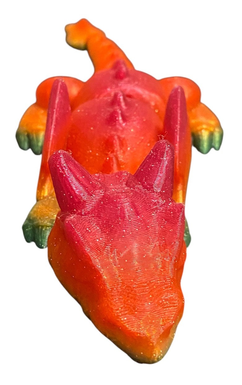 3D printed 4" Lazy Dragon Chromatic Glitter