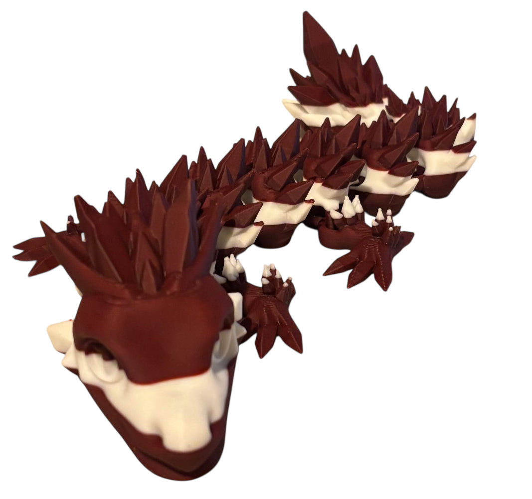 Articulated Baby Crystal Dragon - 11" - Maroon / White