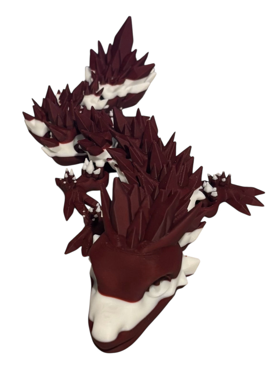 Articulated Baby Crystal Dragon - 11" - Maroon / White