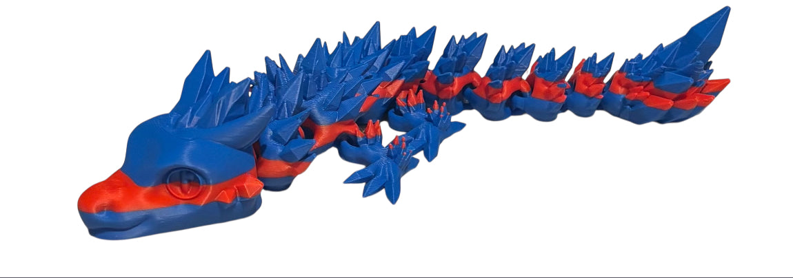 Articulated Baby Crystal Dragon - 11" - Red / Blue