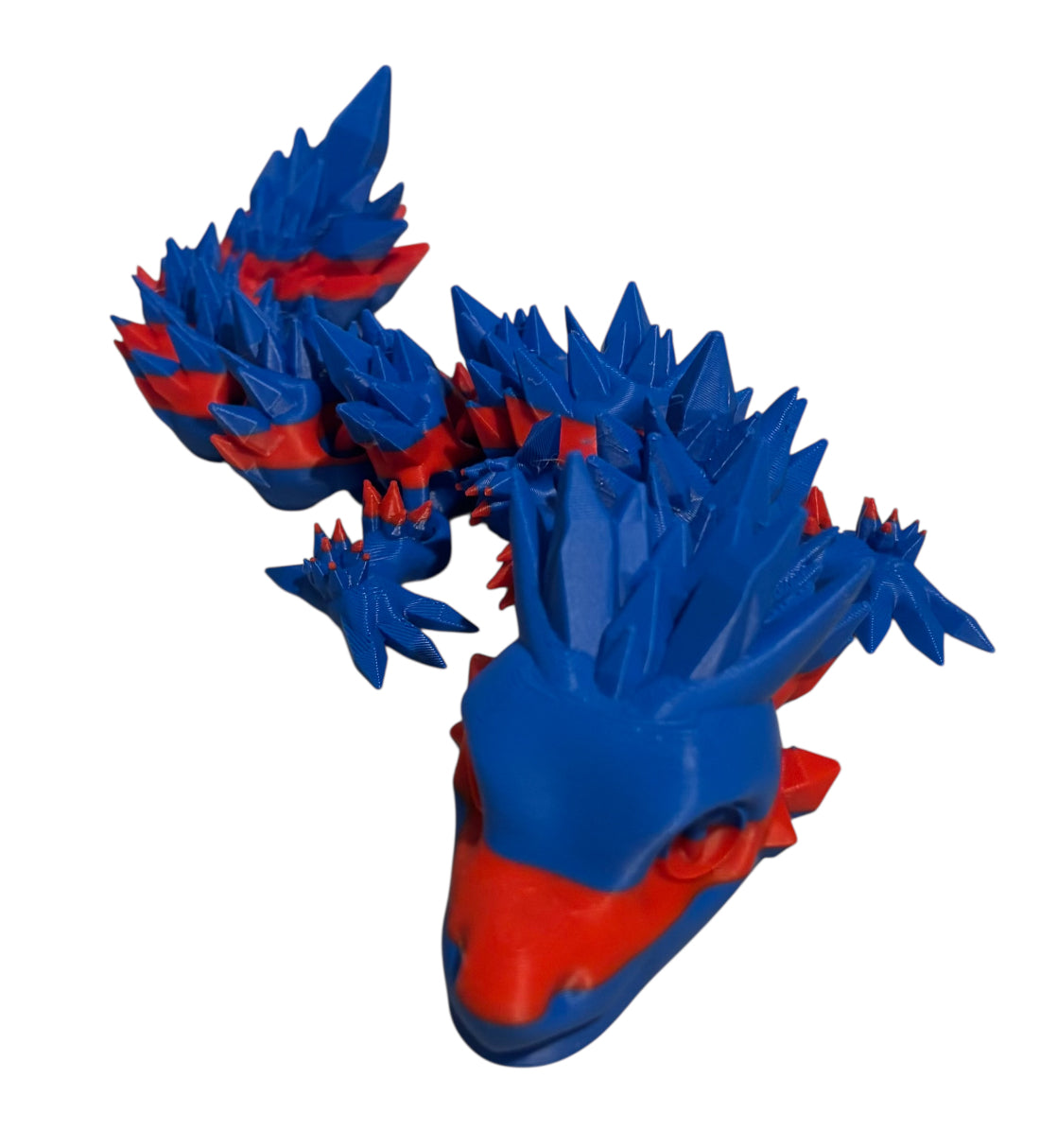 Articulated Baby Crystal Dragon - 11" - Red / Blue