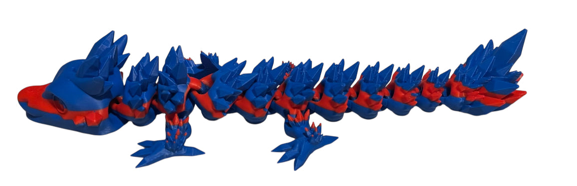 Articulated Baby Crystal Dragon - 11" - Red / Blue