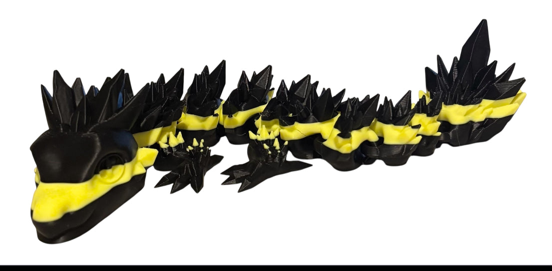 Articulated Baby Crystal Dragon - 11" - Black / Yellow