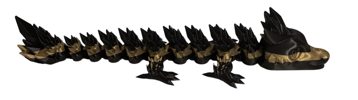 Articulated Baby Crystal Dragon - 11" - Black / Bronze