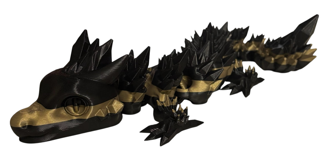 Articulated Baby Crystal Dragon - 11" - Black / Bronze