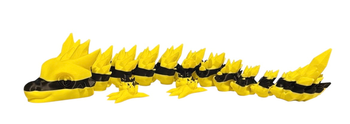 Articulated Baby Crystal Dragon - 11" - Yellow / Black
