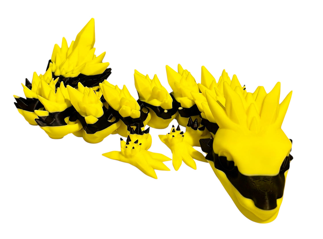 Articulated Baby Crystal Dragon - 11" - Yellow / Black