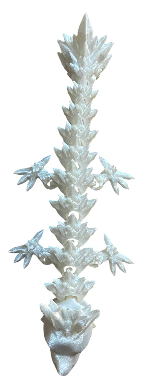 Articulated Baby Crystal Dragon - 8" - White Silk