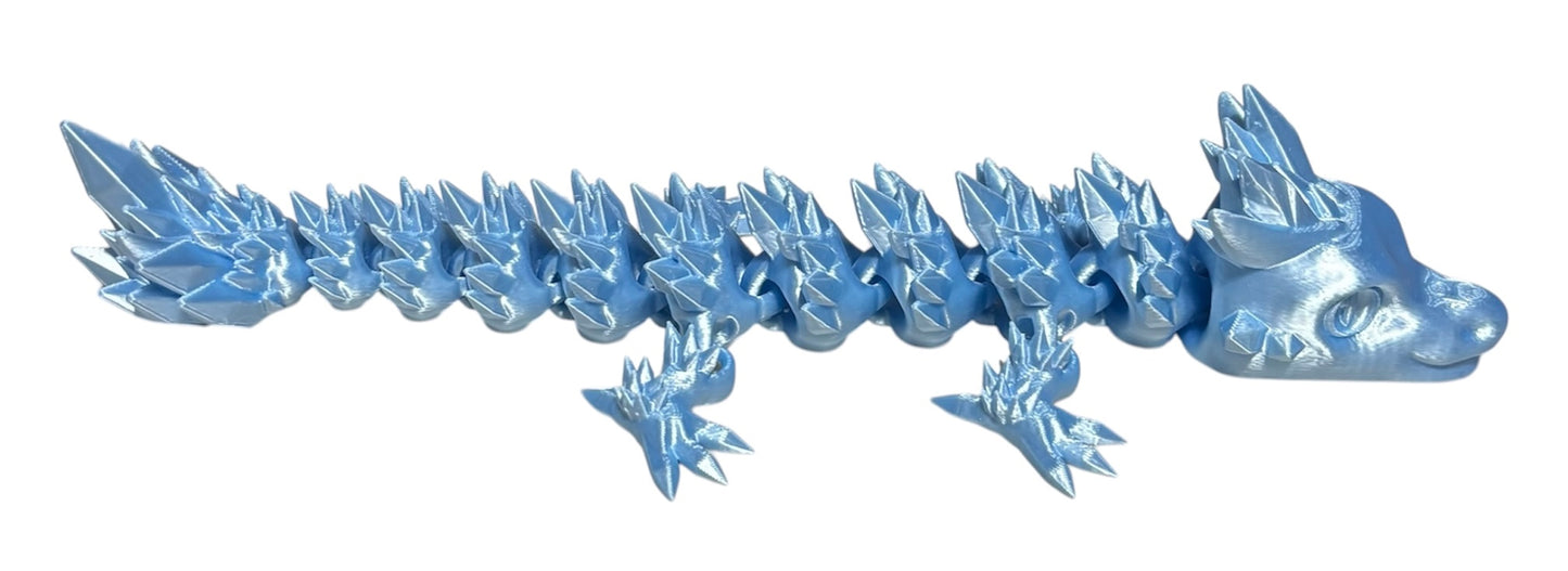 Articulated Baby Crystal Dragon - 11" - Baby Blue Silk