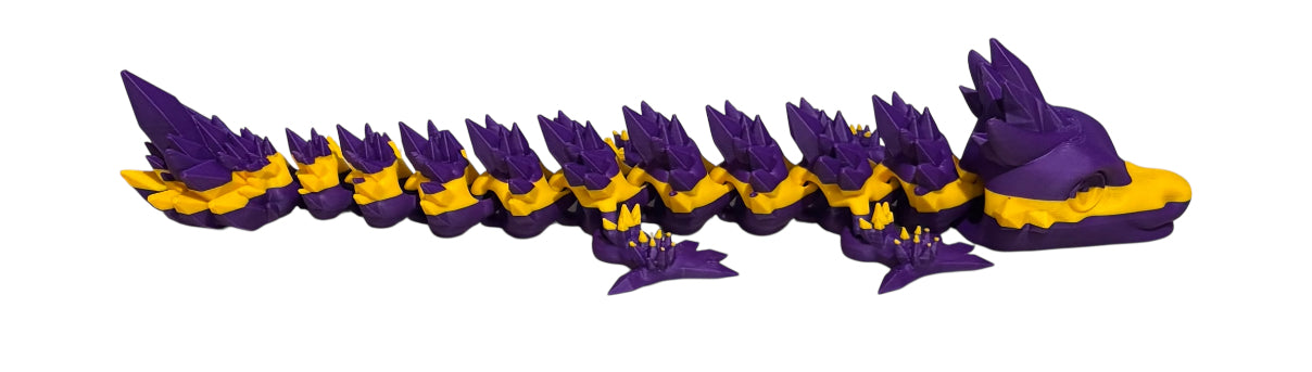 Articulated Baby Crystal Dragon - 11" - Purple / Sunflower Yellow
