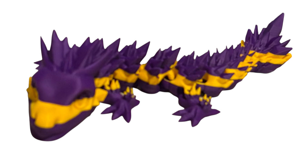 Articulated Baby Crystal Dragon - 11" - Purple / Sunflower Yellow