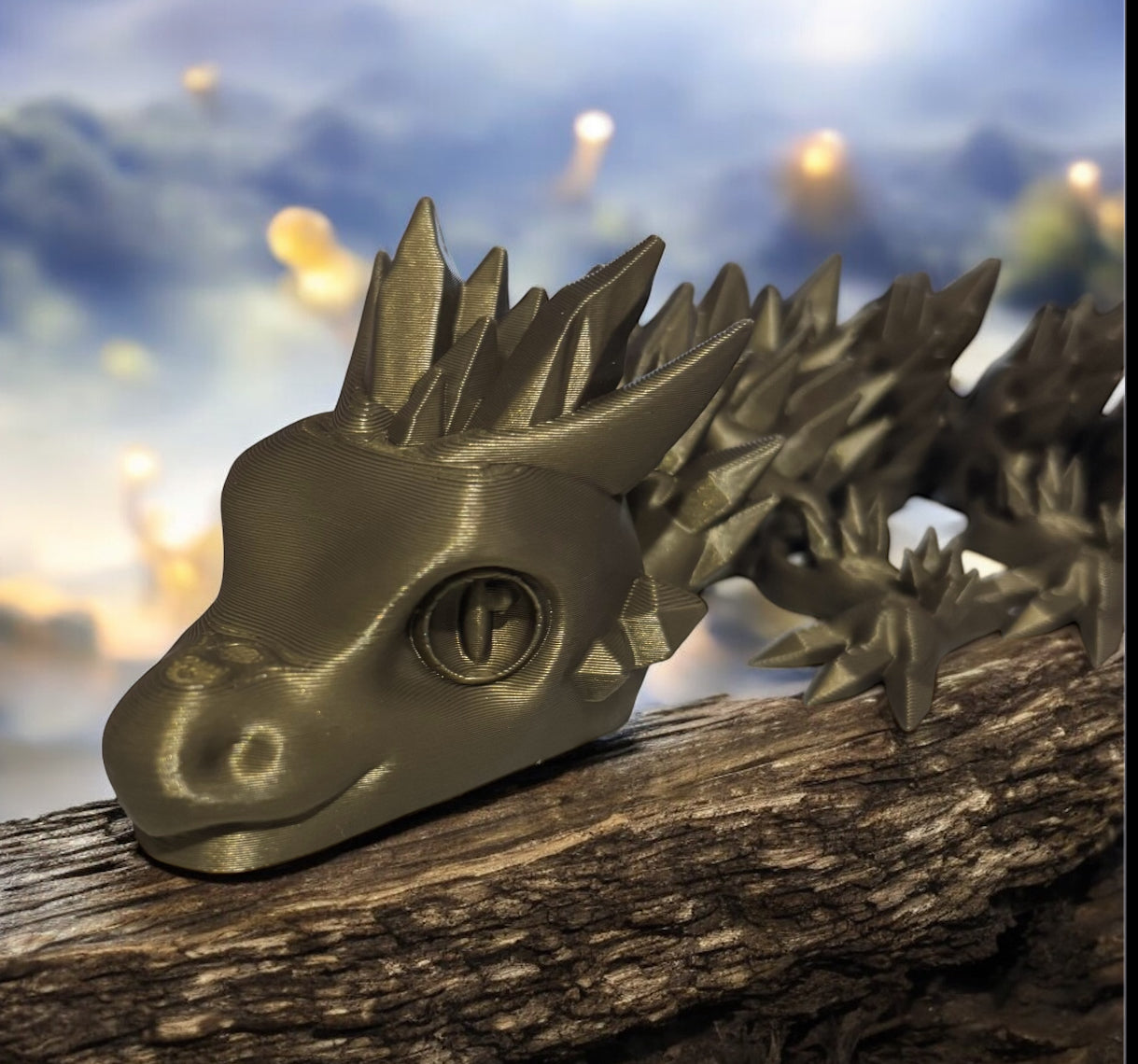Articulated Baby Crystal Dragon - 11" - Bronze