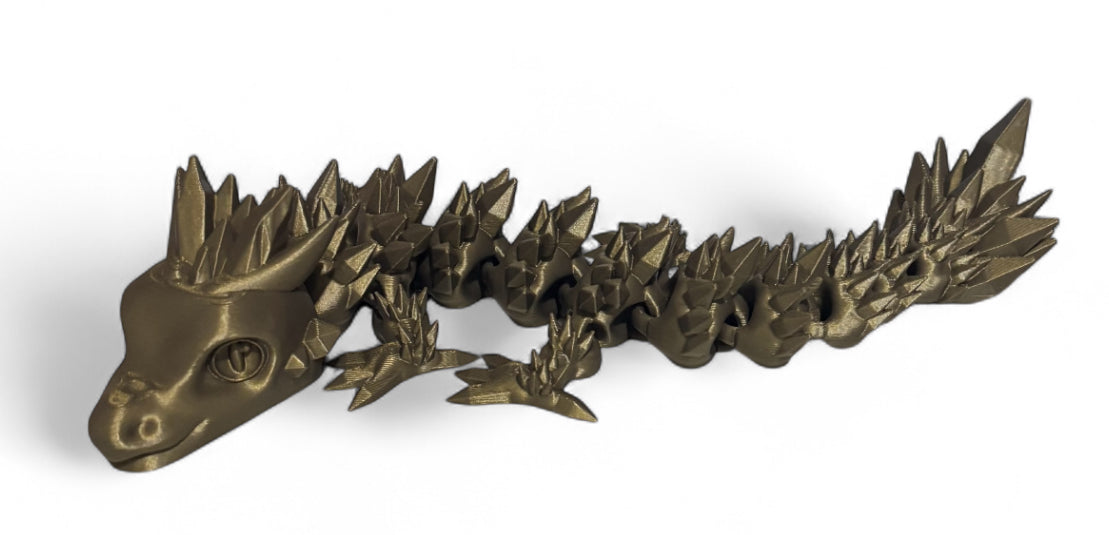 Articulated Baby Crystal Dragon - 8" - Bronze