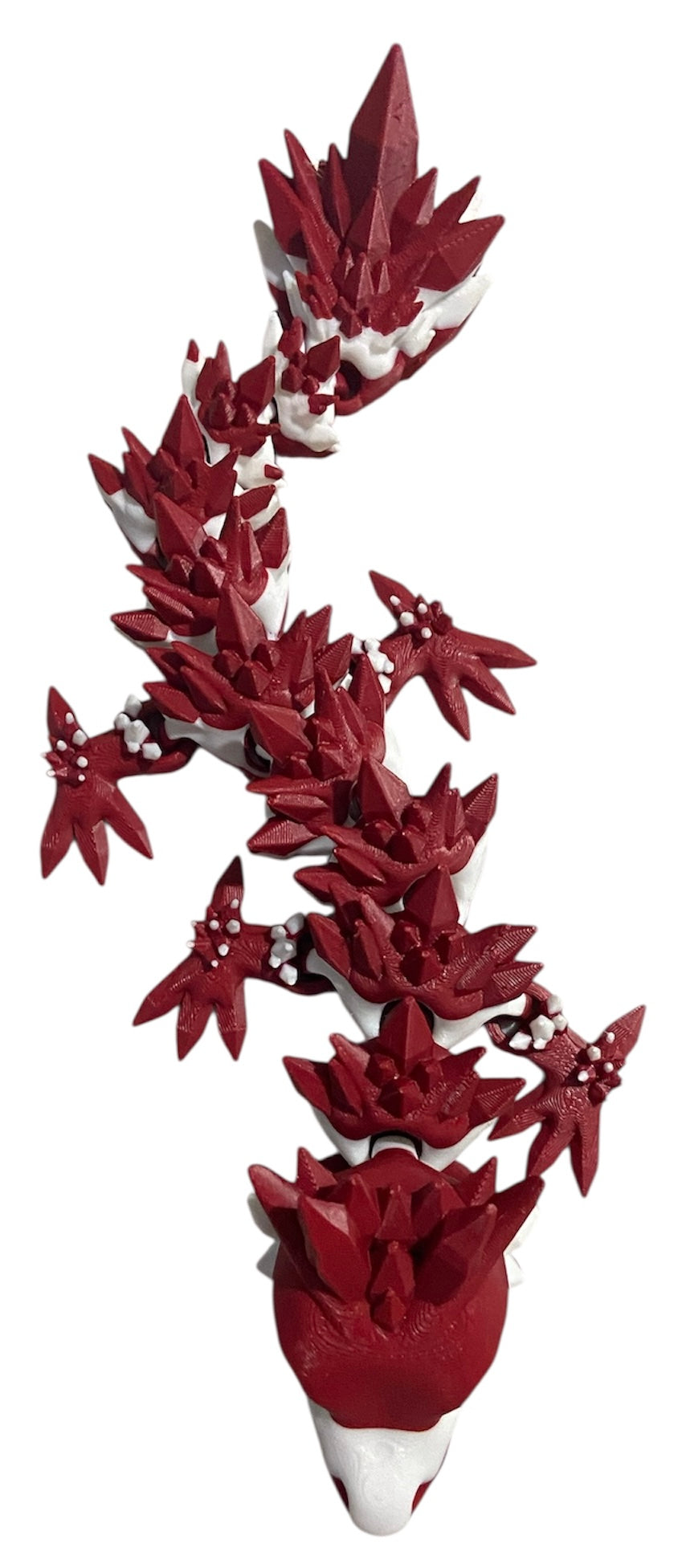Articulated Baby Crystal Dragon - 11" - Crimson / White