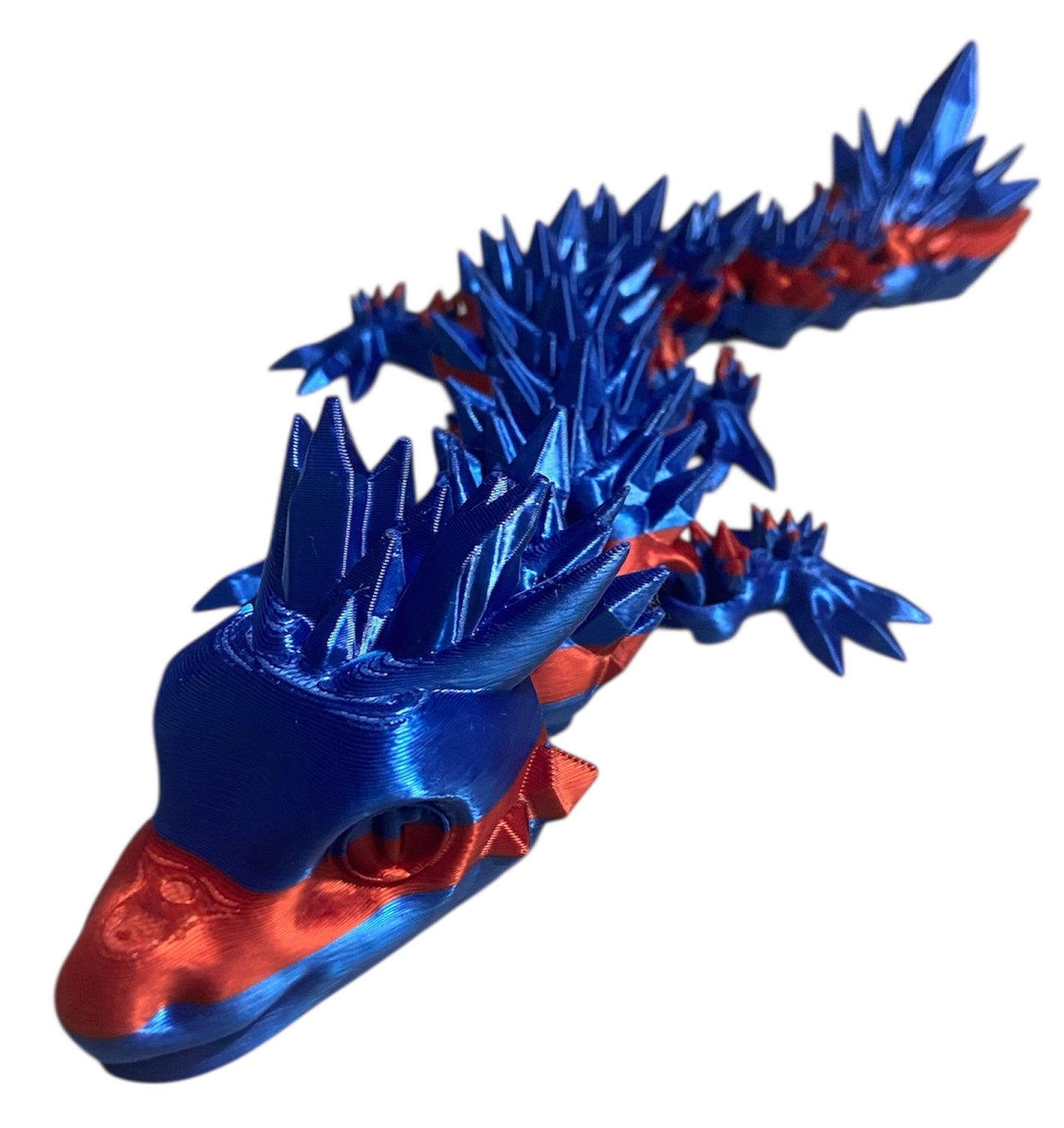 Articulated Baby Crystal Dragon - 11" - Blue / Red Silk (Copy)