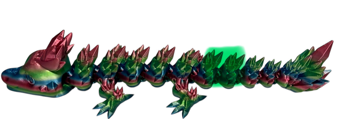 Articulated Baby Crystal Dragon - 11" - Rainbow