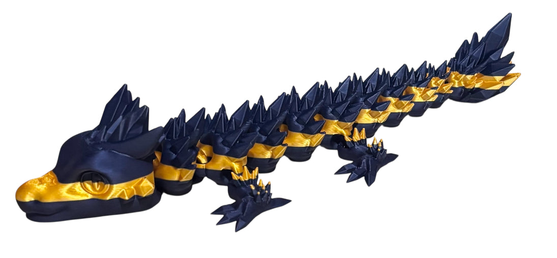 Articulated Baby Crystal Dragon - 11" - Gold / Navy