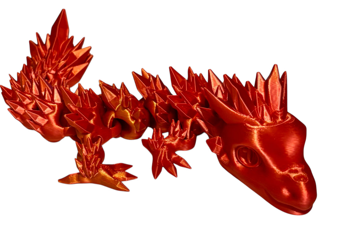 Articulated Baby Crystal Dragon - 11" - Red / Gold