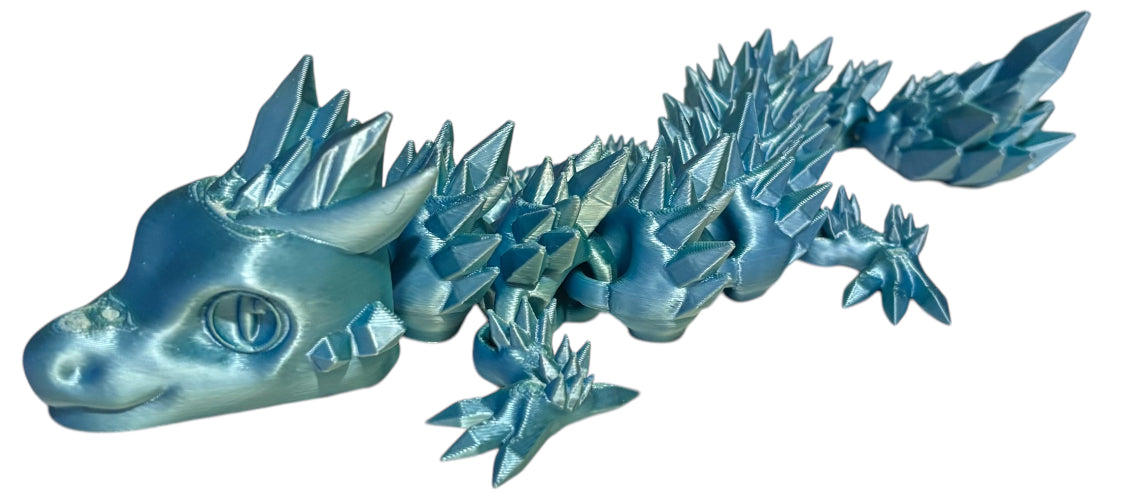 Articulated Baby Crystal Dragon - 11" - Blue / Green