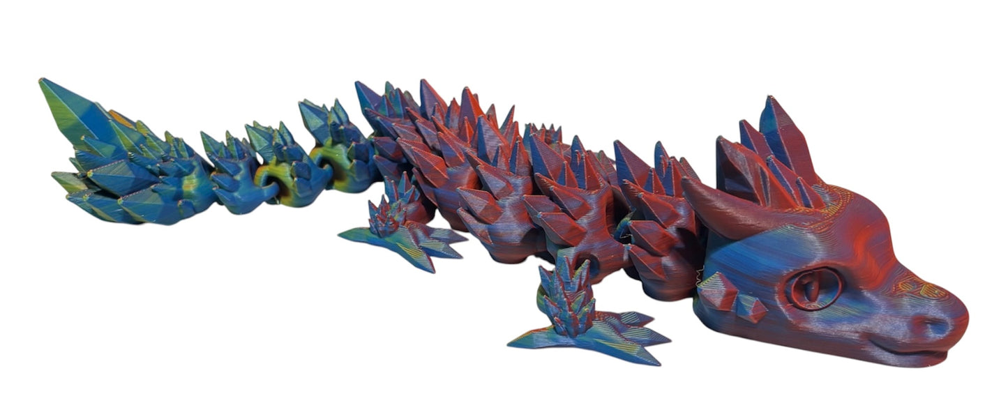 Articulated Baby Crystal Dragon - 11" - Neon