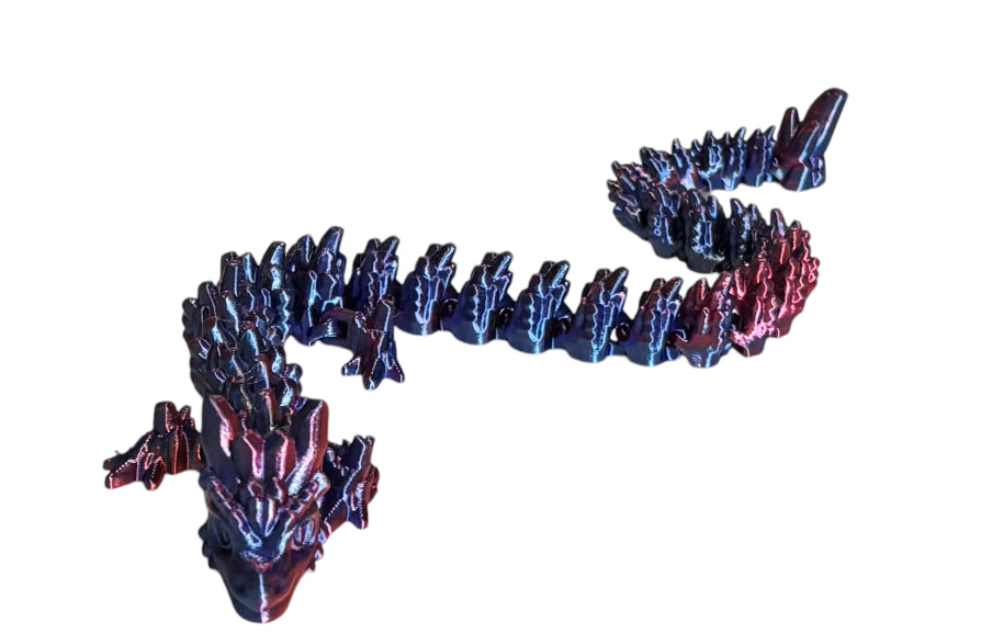 Articulated Baby Stone Dragon - 15" - Blue / Red