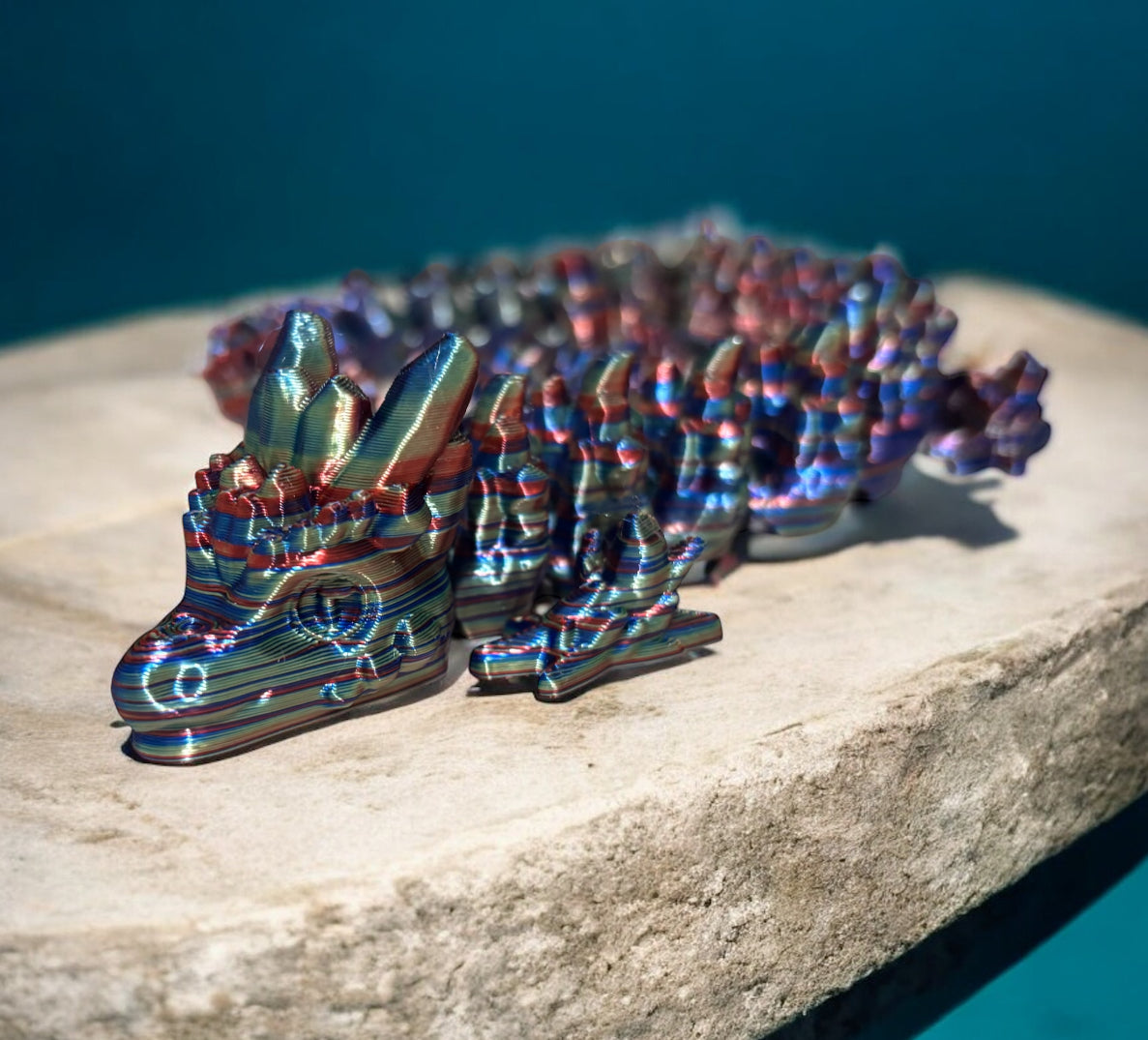 Articulated Baby Stone Dragon - 15" - Twilight