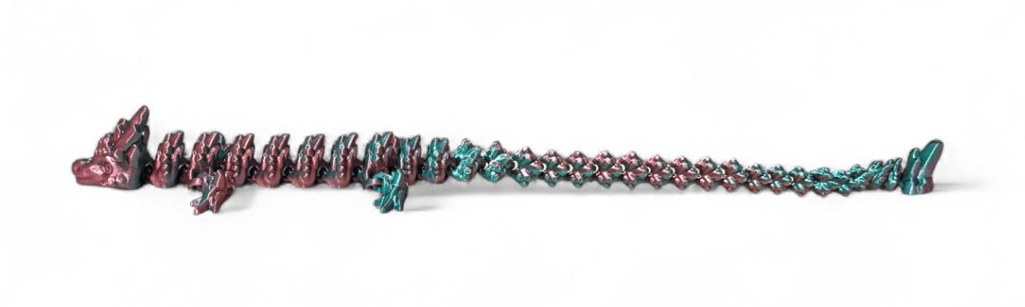 Articulated Baby Stone Dragon - 15" - Blue, Green, Coral