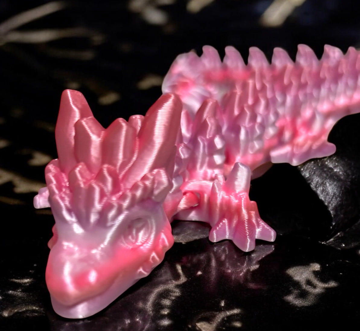 Articulated Baby Stone Dragon - 15" - Peach Blush