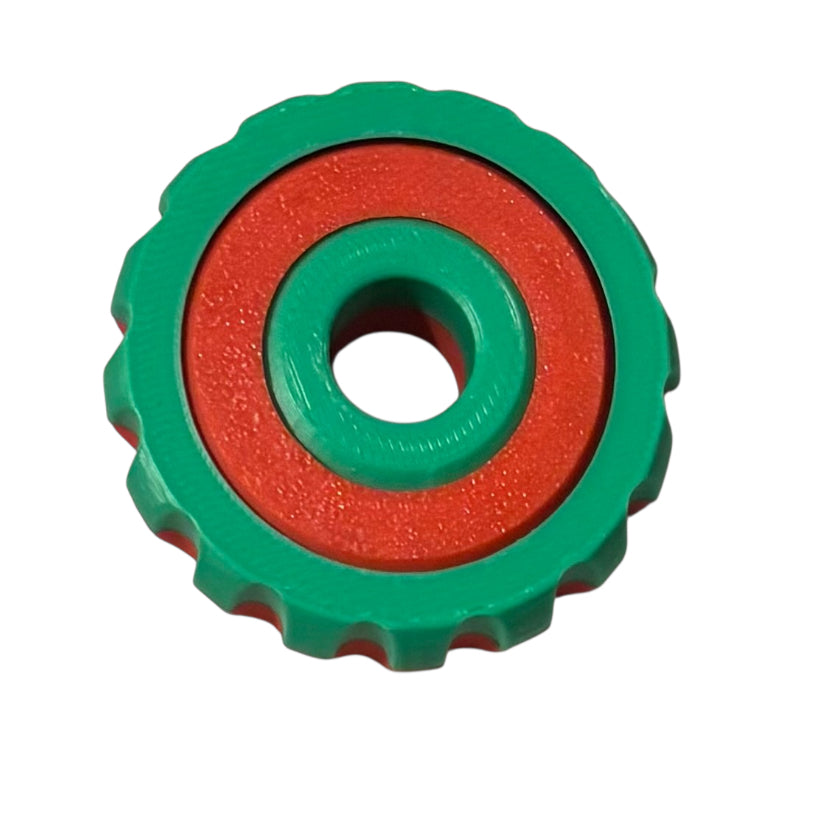 Gyro Spinner - 2" - Green / Lipstick Red
