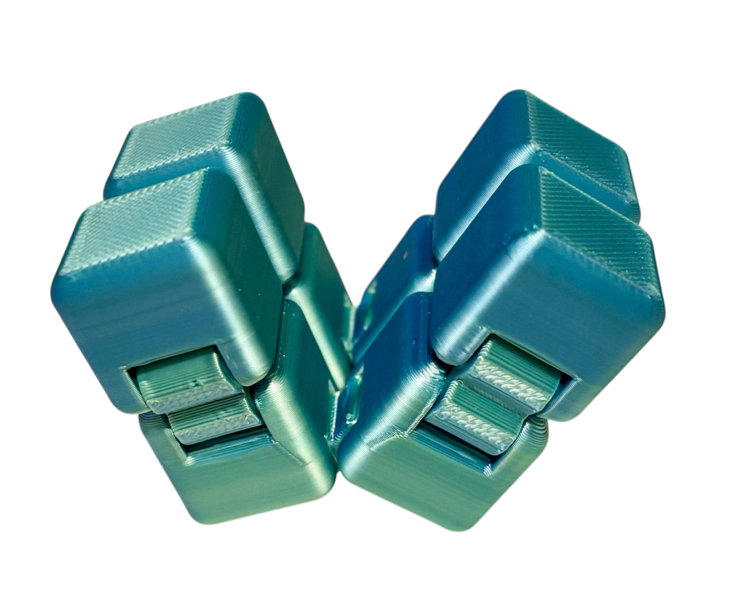 Infinity Cube - 2" - Blue / Green Silk