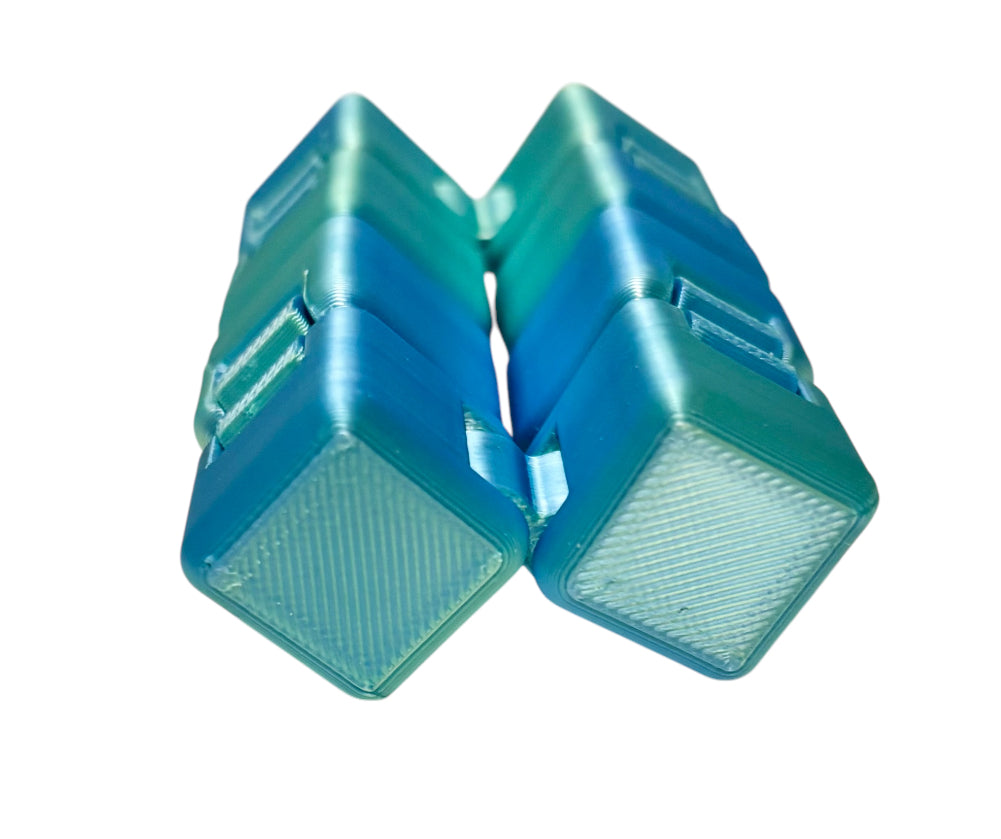 Infinity Cube - 2" - Blue / Green Silk
