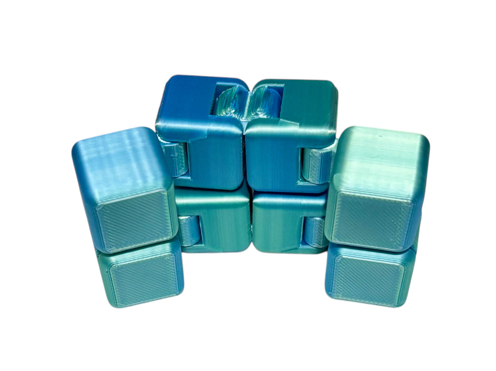 Infinity Cube - 2" - Blue / Green Silk