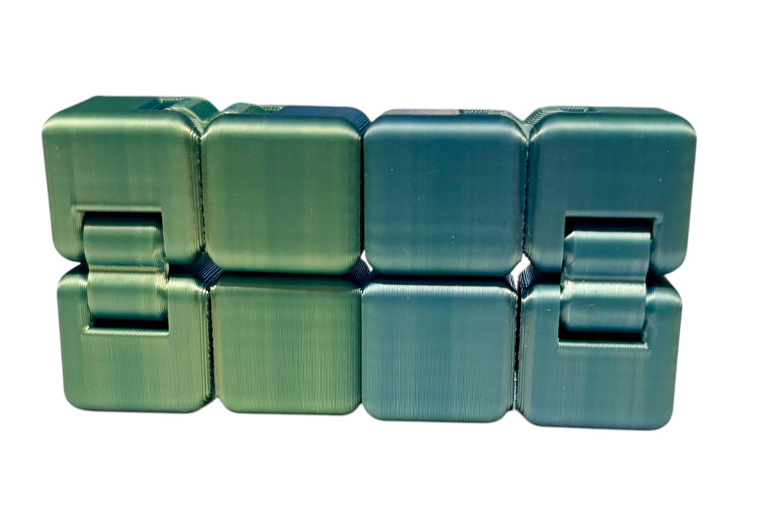 Infinity Cube - 2" - Blue / Green Silk