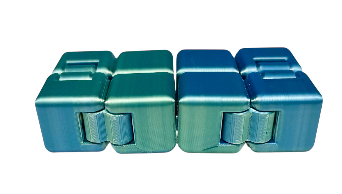 Infinity Cube - 2" - Blue / Green Silk