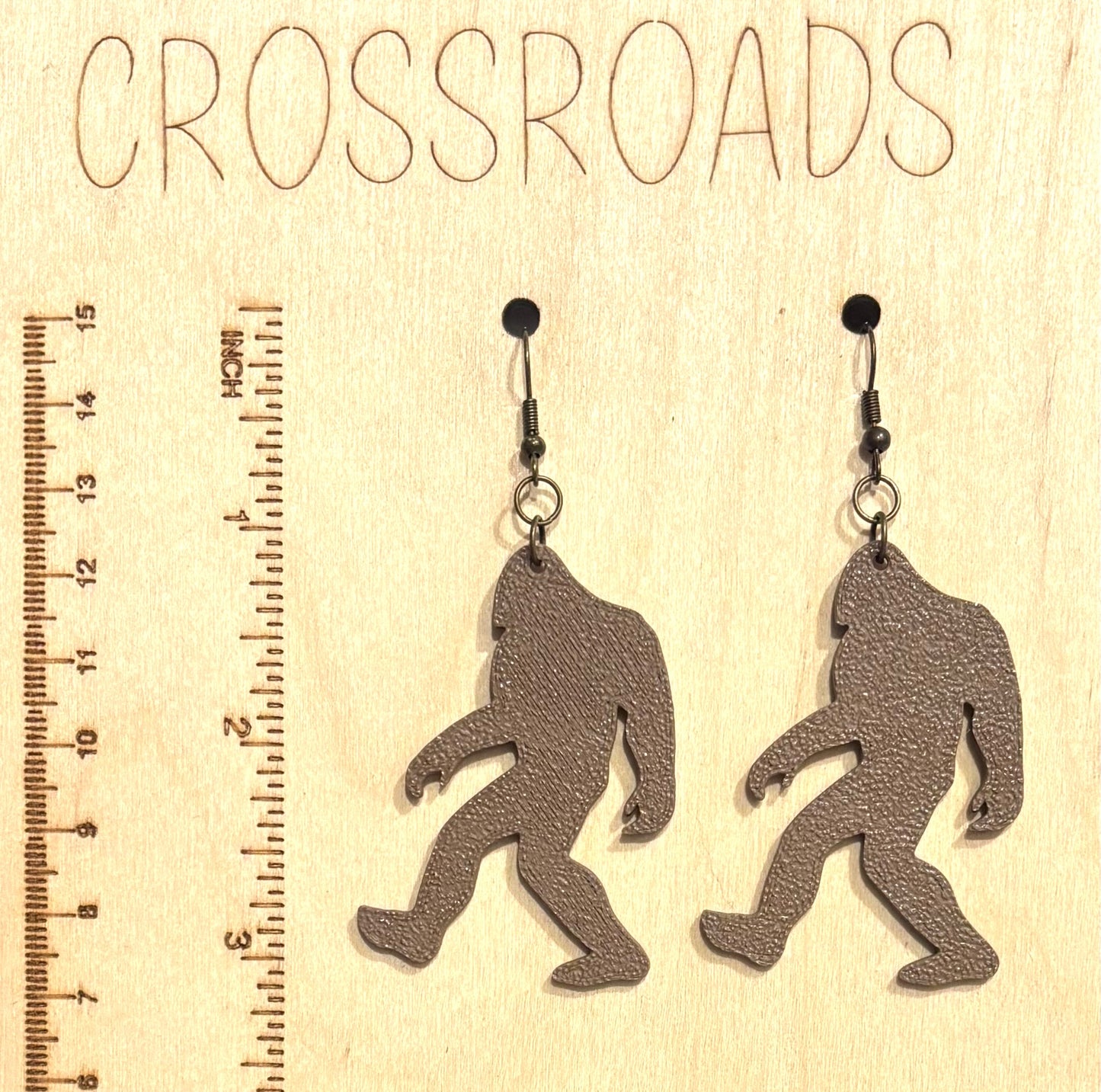 3D Printed Earrings - Big Foot - Brown