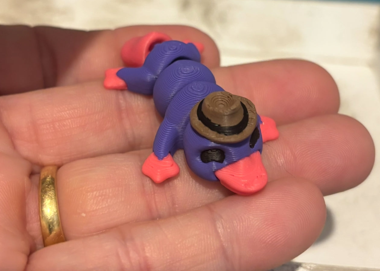 3D printed 2" Platypus Purple / Pink / Brown / Black