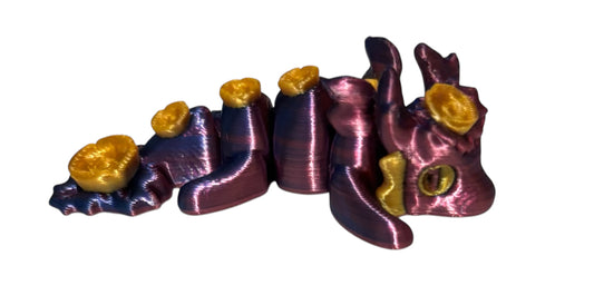 3D printed 2" Mini Rose Dragon - Neon City / Gold