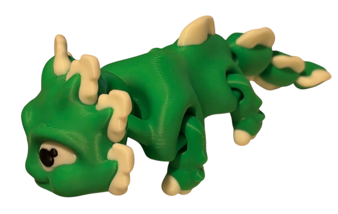 3D printed 6" Axolotl White / Green