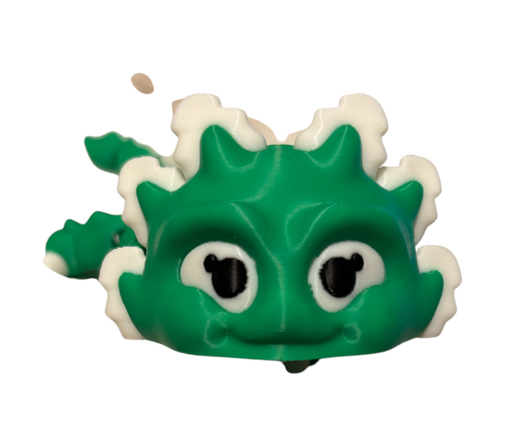 3D printed 6" Axolotl White / Green