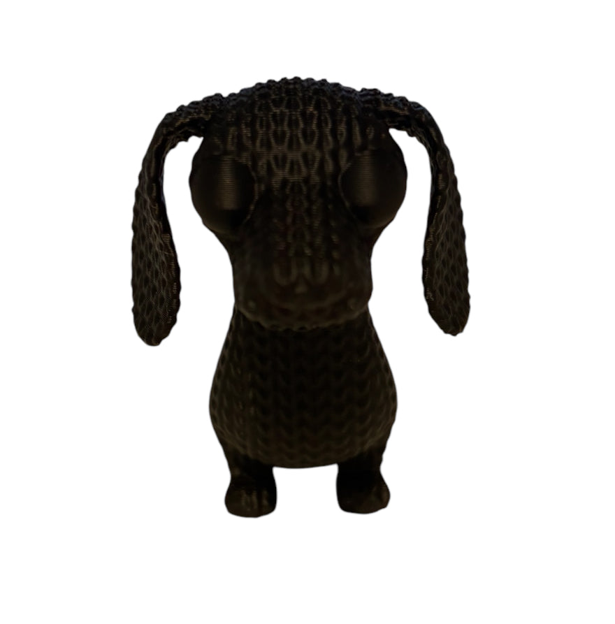 3D printed 4" Knitted Dachshund Black