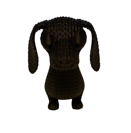 3D printed 4" Knitted Dachshund Black