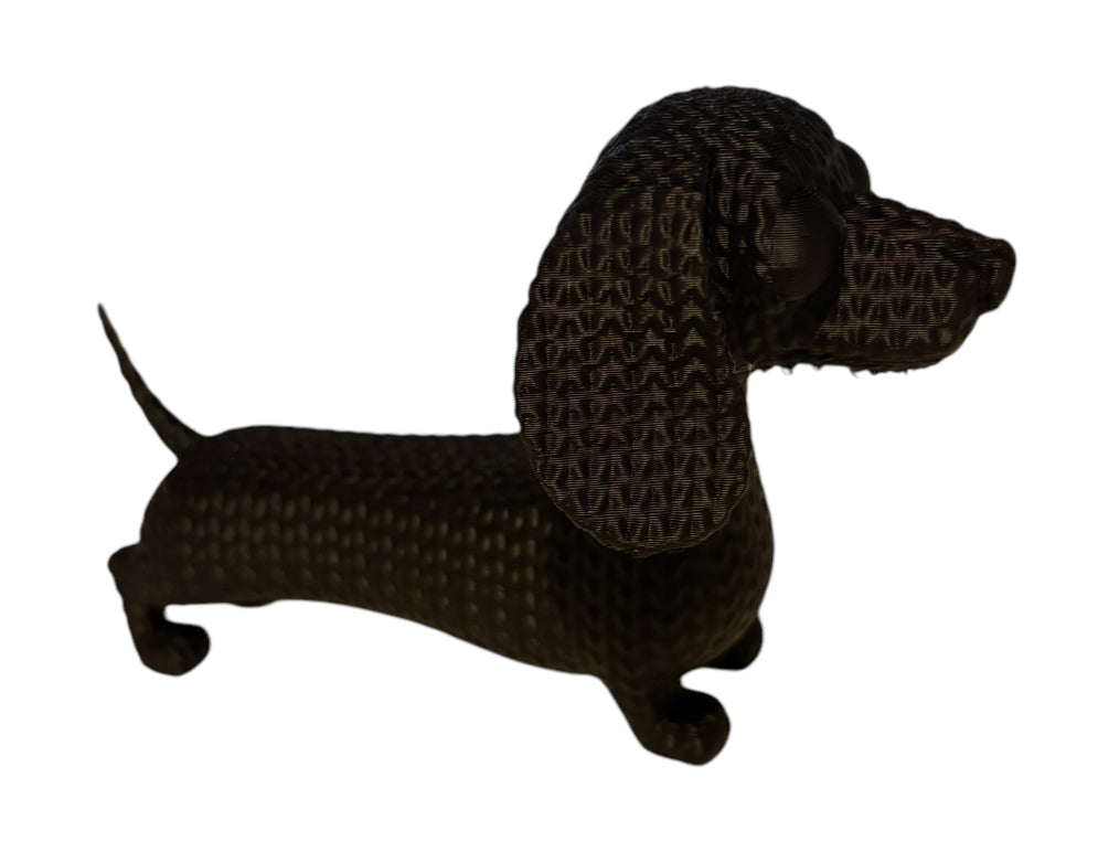 3D printed 4" Knitted Dachshund Black