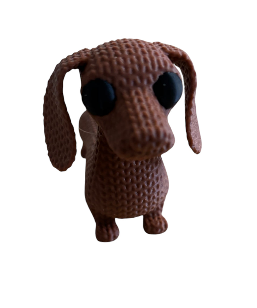 3D printed 4" Knitted Dachshund Brown / Black