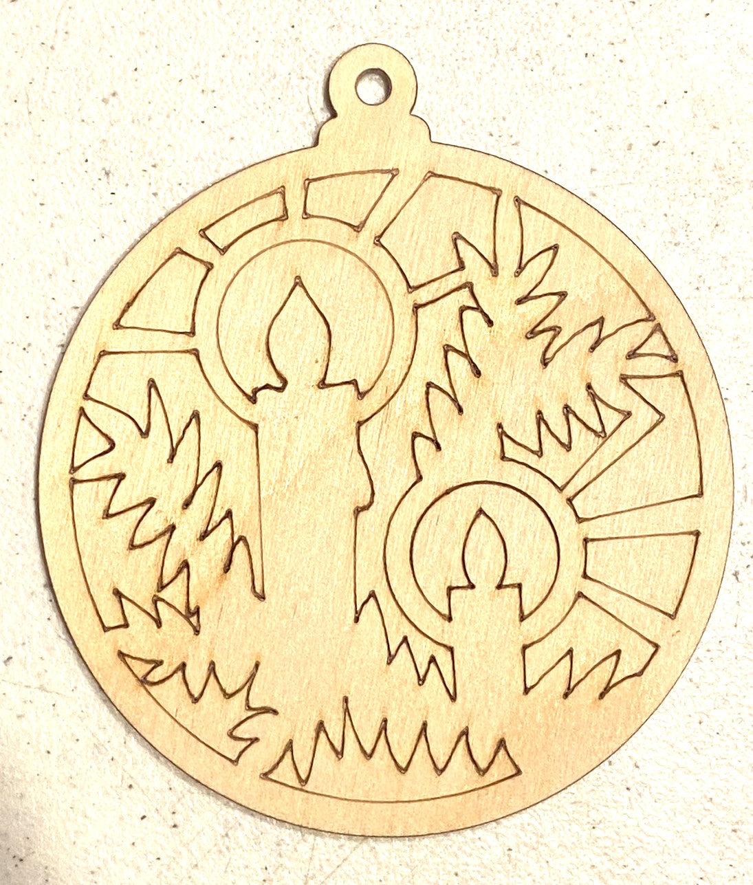 Ready to Paint Shape - 1/8" Birch - Candle Ornament - S304