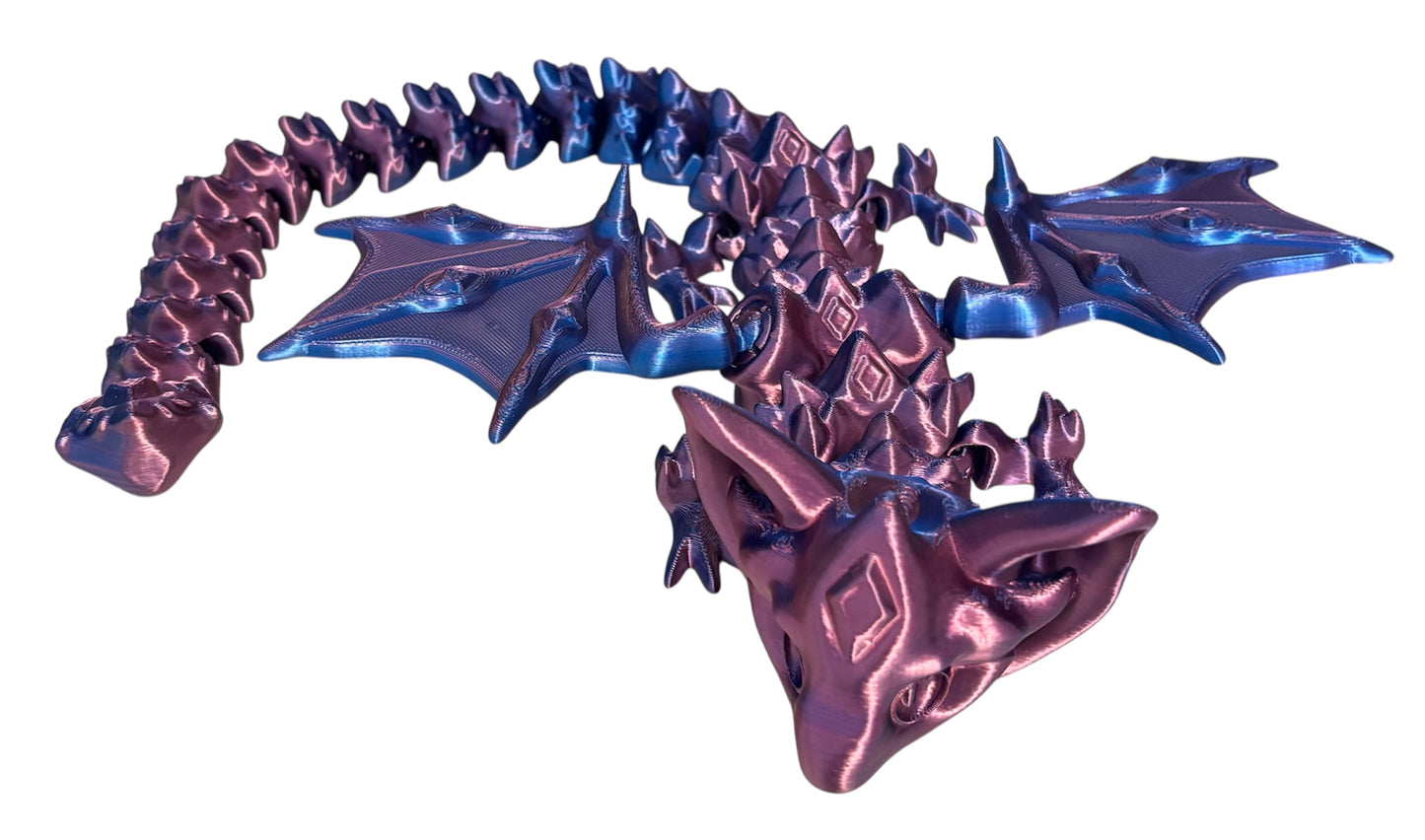 3D printed 18" Nightstone Dragon - Red/Blue