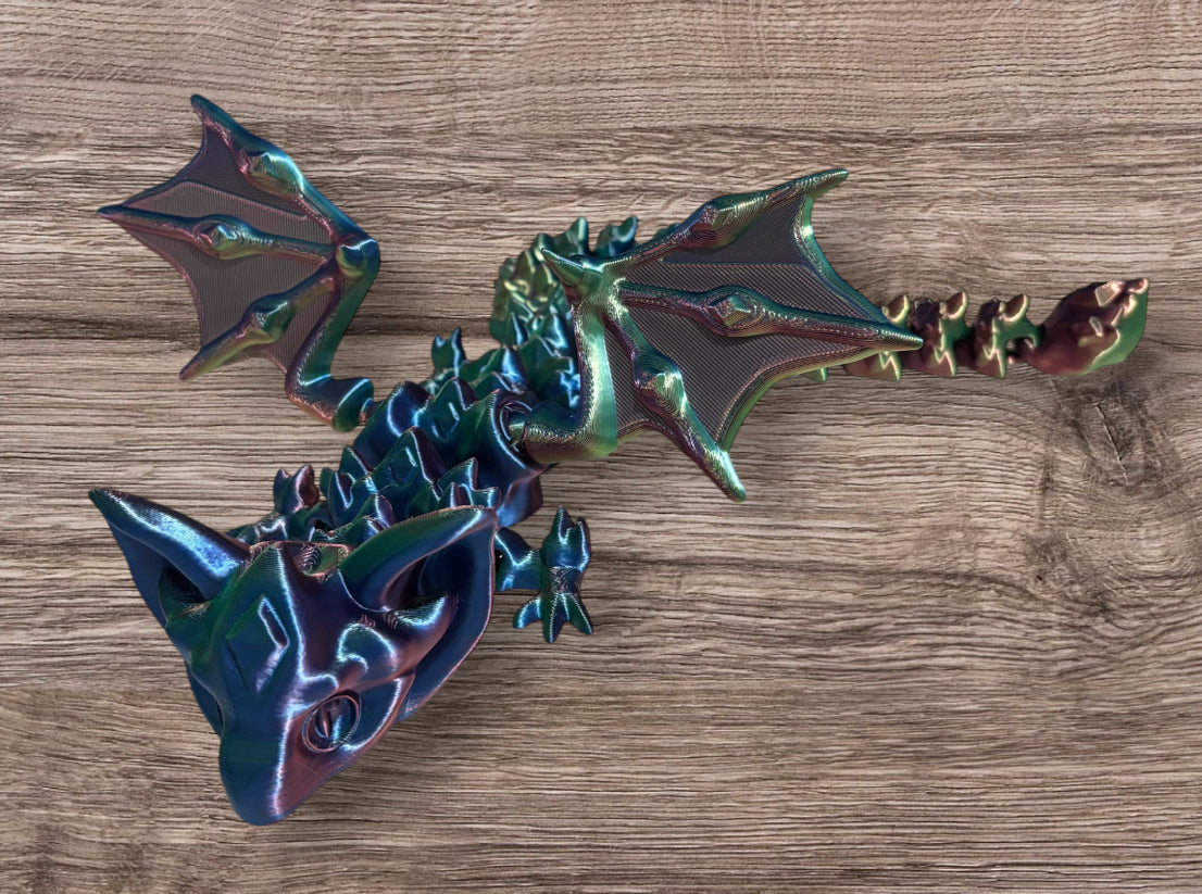 3D printed 18" Nightstone Dragon Blue / Green / Purple