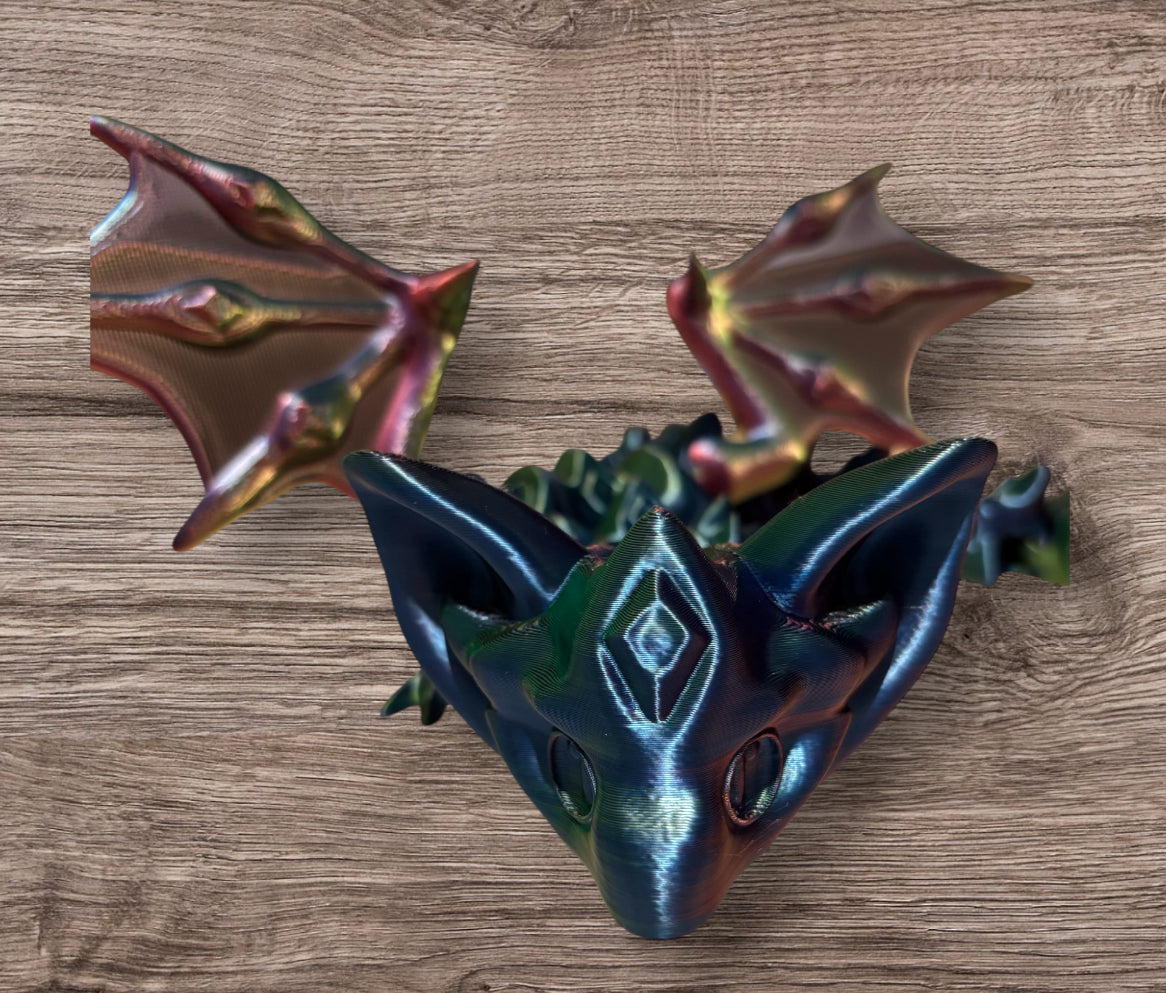 3D printed 18" Nightstone Dragon Blue / Green / Purple